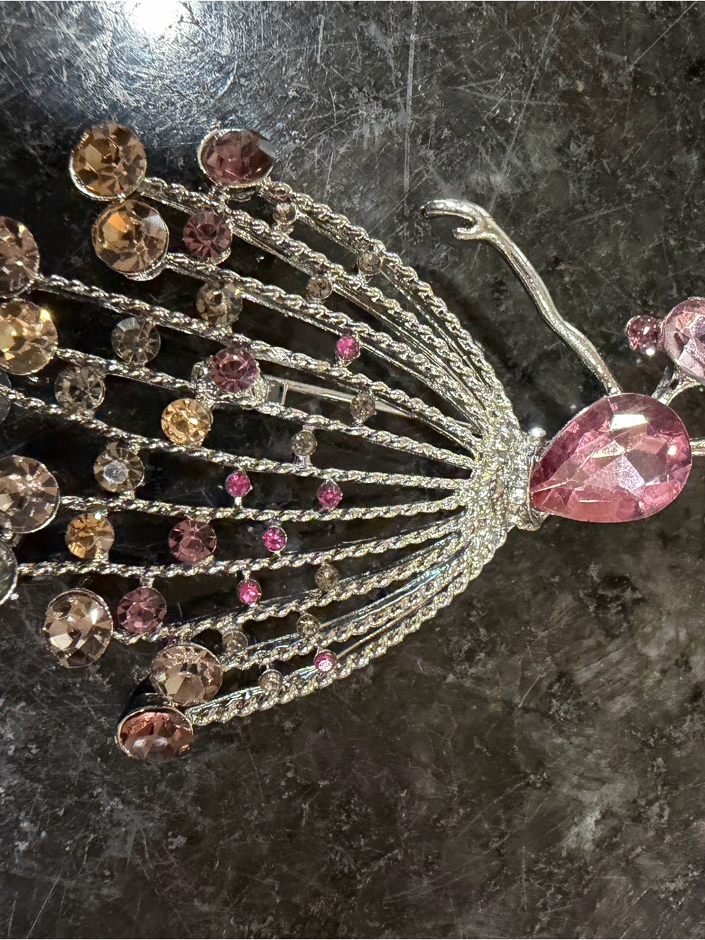 Pink & Neutral Crystal Ballerina Brooch